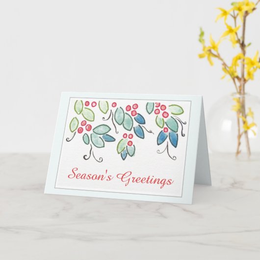 ヴィンテージの季節の挨拶クリスマスカード カード (黄色い花)