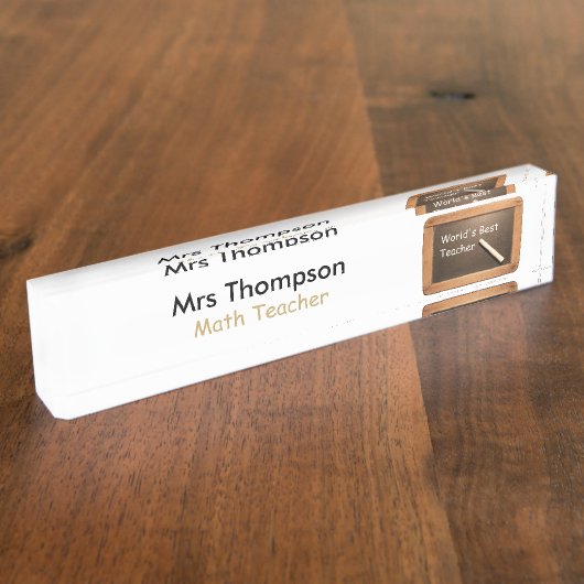 ヴィンテージの学校の石板のパーソナライズな一流の机のプレート デスクネームプレート (側面)