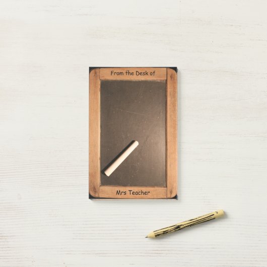 ヴィンテージの学校の石板のパーソナライズな先生VNP ポストイット (デスク上)