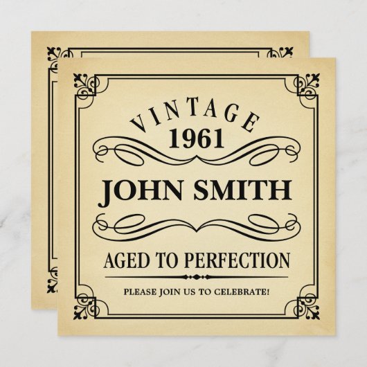 ヴィンテージの完全期限切れおもしろい誕生日招待状 招待状 (正面/裏面)