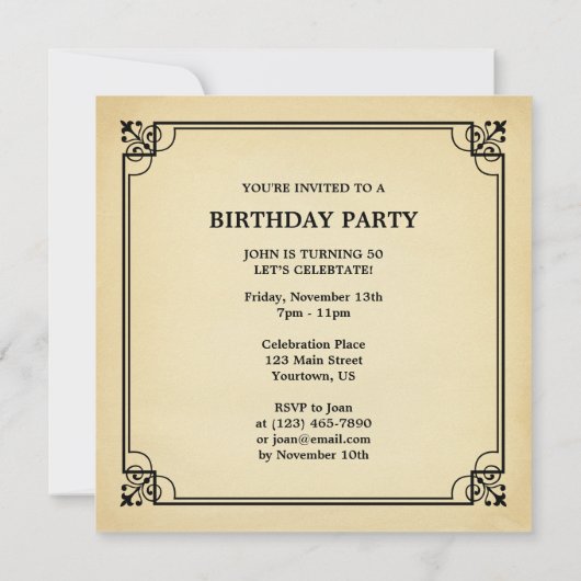 ヴィンテージの完全期限切れおもしろい誕生日招待状 招待状 (裏面)