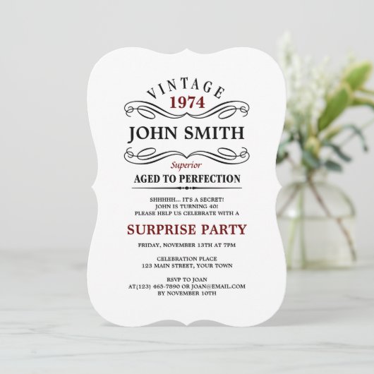 ヴィンテージの完全高齢化おもしろい誕生日招待状 招待状 (スタンド正面)