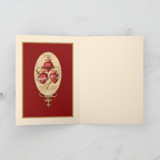 ヴィンテージの宗教のハートイエス・マリア&ヨセフ カード (内部)