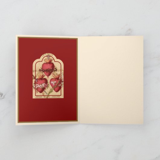 ヴィンテージの宗教のハートイエス・マリア&ヨセフ カード (内部)