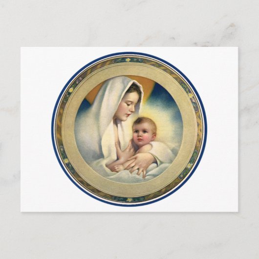 ヴィンテージの宗教クリスマス、マドンナおよび子供 シーズンポストカード (正面)