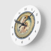 ヴィンテージの宗教クリスマス、マドンナおよび子供 ラウンド壁時計 (傾斜)