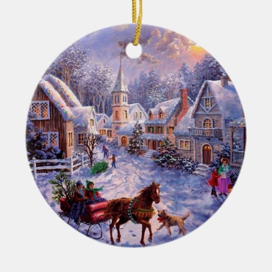 ヴィンテージの宗教出生のクリスマスのオーナメント セラミックオーナメント (正面)