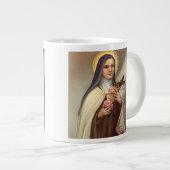 ヴィンテージの宗教的なイースター、十字架を持つ修道女 ジャンボコーヒーマグカップ (正面右)