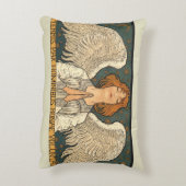 ヴィンテージの宗教的な天使が金色の星と共に祈る アクセントクッション (裏面(縦))