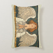 ヴィンテージの宗教的な天使が金色の星と共に祈る アクセントクッション (正面(垂直))