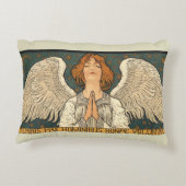 ヴィンテージの宗教的な天使が金色の星と共に祈る アクセントクッション (裏面)