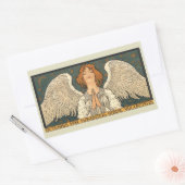 ヴィンテージの宗教的な天使が金色の星と共に祈る 長方形シール (封筒)