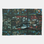 ヴィンテージの宗教的な教会のステンドグラスの窓 キッチンタオル (横)