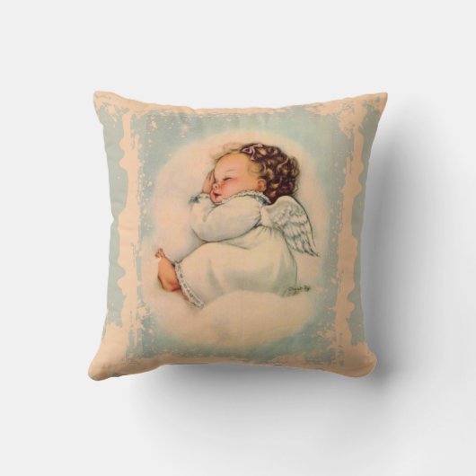 ヴィンテージの宗教睡眠のベビーの守り神 クッション (裏面)