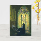 ヴィンテージの宗教遊、修道院のオルガン カード (黄色い花)