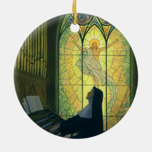 ヴィンテージの宗教遊、修道院のオルガン セラミックオーナメント (裏面)