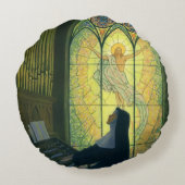 ヴィンテージの宗教遊、修道院のオルガン ラウンドクッション (裏面)