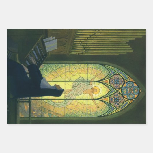 ヴィンテージの宗教遊、修道院のオルガン ラッピングペーパーシート (正面2)