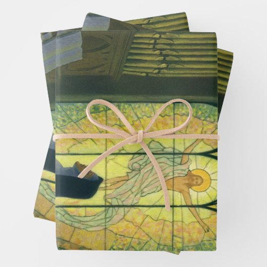 ヴィンテージの宗教遊、修道院のオルガン ラッピングペーパーシート (インサイチュ)