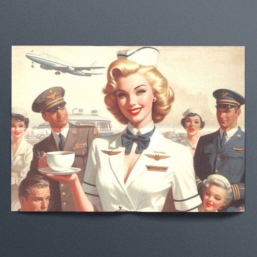 ヴィンテージの客室乗務員ピンアップ 薄葉紙