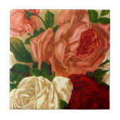 ヴィンテージの家宝のバラの旧式で古い赤面のばら色のタイル タイル (正面)