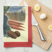 ヴィンテージの家庭菜園の台所タオル キッチンタオル (四つ折り)