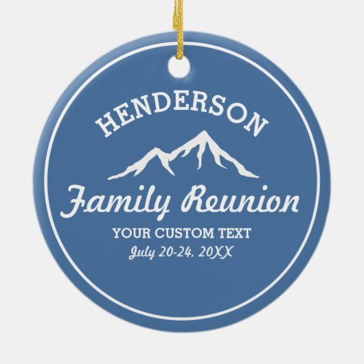 ヴィンテージの家族会旅行のカッコいいの山頂 セラミックオーナメント (裏面)