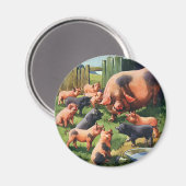 ヴィンテージの家畜、かわいいベビーのコブタを持つブタ マグネット (正面/裏面)