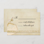 ヴィンテージの封筒の蝶RSVP 出欠カード (正面/裏面)