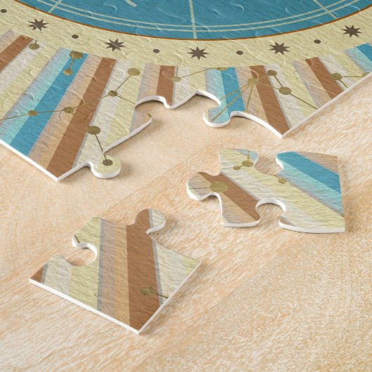 ヴィンテージの射手座の(占星術の)十二宮図の芸術 ジグソーパズル (側面)