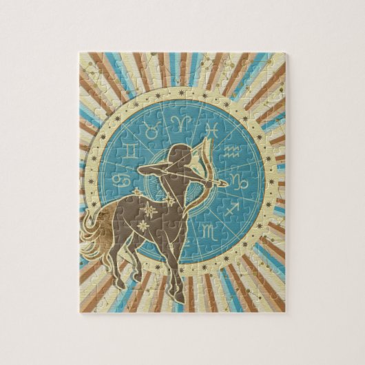 ヴィンテージの射手座の(占星術の)十二宮図の芸術 ジグソーパズル (縦)