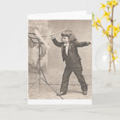 ヴィンテージの小さいオーケストラの指揮者のメッセージカード カード (黄色い花)