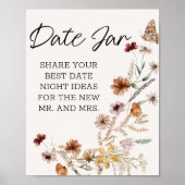 ヴィンテージの小さいフローラ開花日付の夜 ポスター (正面)