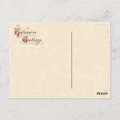 ヴィンテージの小さい魔法使いのハロウィンの挨拶の郵便はがき ポストカード (裏面)