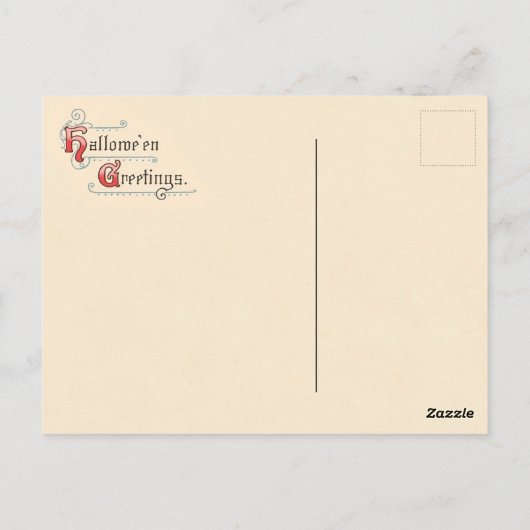 ヴィンテージの小さい魔法使いのハロウィンの挨拶の郵便はがき ポストカード (裏面)