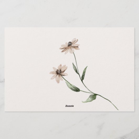 ヴィンテージの小さなフローラデート夜アイディアシャワーゲーム 便箋 (裏面)