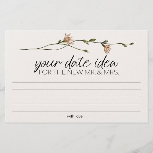 ヴィンテージの小さなフローラデート夜アイディアシャワーゲーム 便箋 (正面)