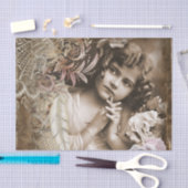 ヴィンテージの小さな女の子のティッシュペーパー 薄葉紙 (クラフト)