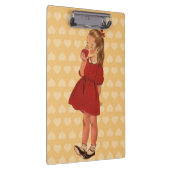 ヴィンテージの小さな女の子の赤い服Apple クリップボード (右)