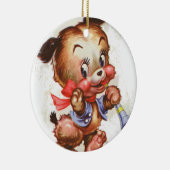 ヴィンテージの小さな少年の角の子犬 セラミックオーナメント (右)