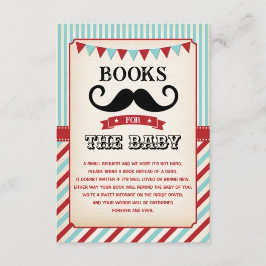 ヴィンテージの小さな男の口ひげ本男の赤ちゃん エンクロージャーカード (正面)