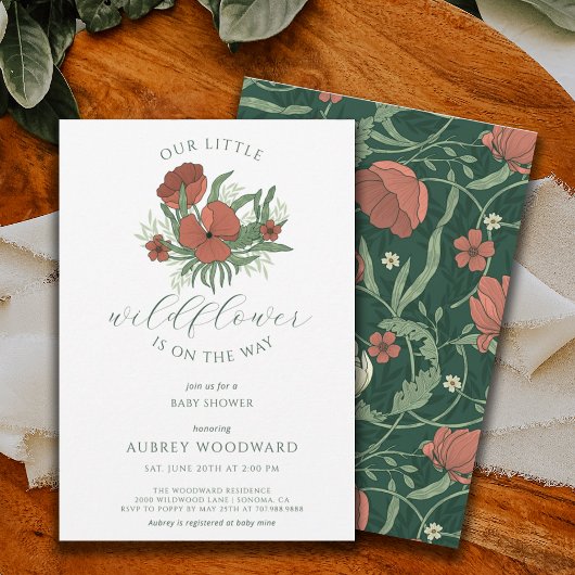 ヴィンテージの小さな花の女の子 ベビーシャワー 招待状