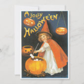 ヴィンテージの小さな魔女の沸騰トラブルのハロウィーン 招待状 (正面)