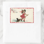 ヴィンテージの小さな魔女 長方形シール (バッグ)