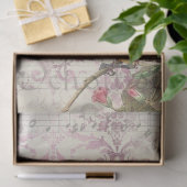 ヴィンテージの小鳥の枝と音楽の切り離し 薄葉紙 (ギフト)