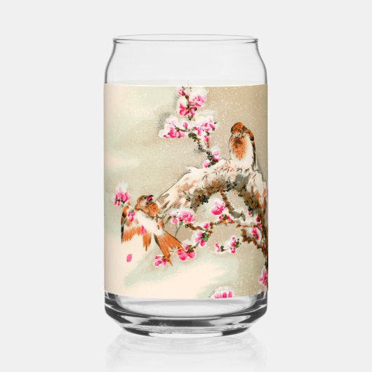 ヴィンテージの小鳥 ガラス缶 (正面)