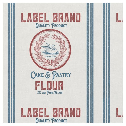 ヴィンテージの小麦粉袋デザイン ファブリック (クローズアップ)