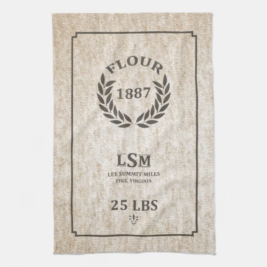 ヴィンテージの小麦粉袋 キッチンタオル (縦)