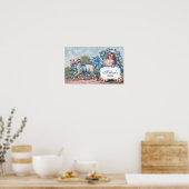 ヴィンテージの少女が子羊に追われる ポスター (キッチン)