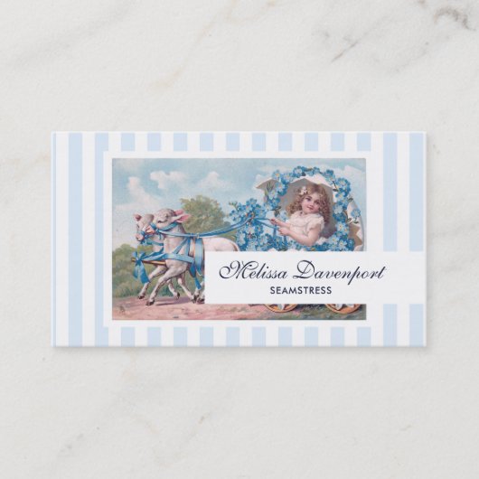 ヴィンテージの少女が子羊に追われる 名刺 (正面)